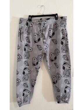 Women's Peanuts Gray Snoopy Pajama Drawstring Sweatpants Size XL- New w/out Tags